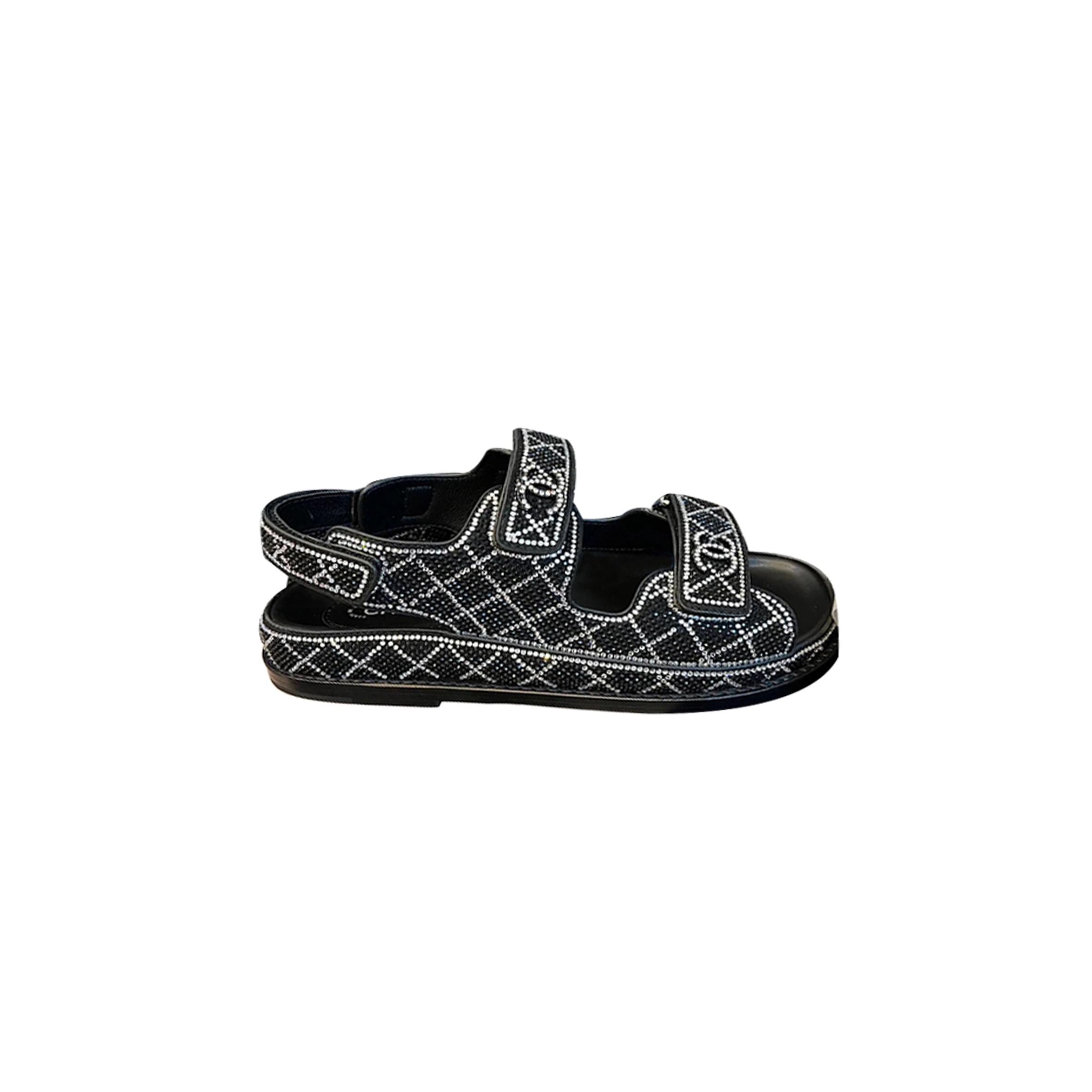 CHANEL SANDALS RHINESTONE LEATHER